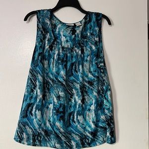 Blue and black sleeveless camisole